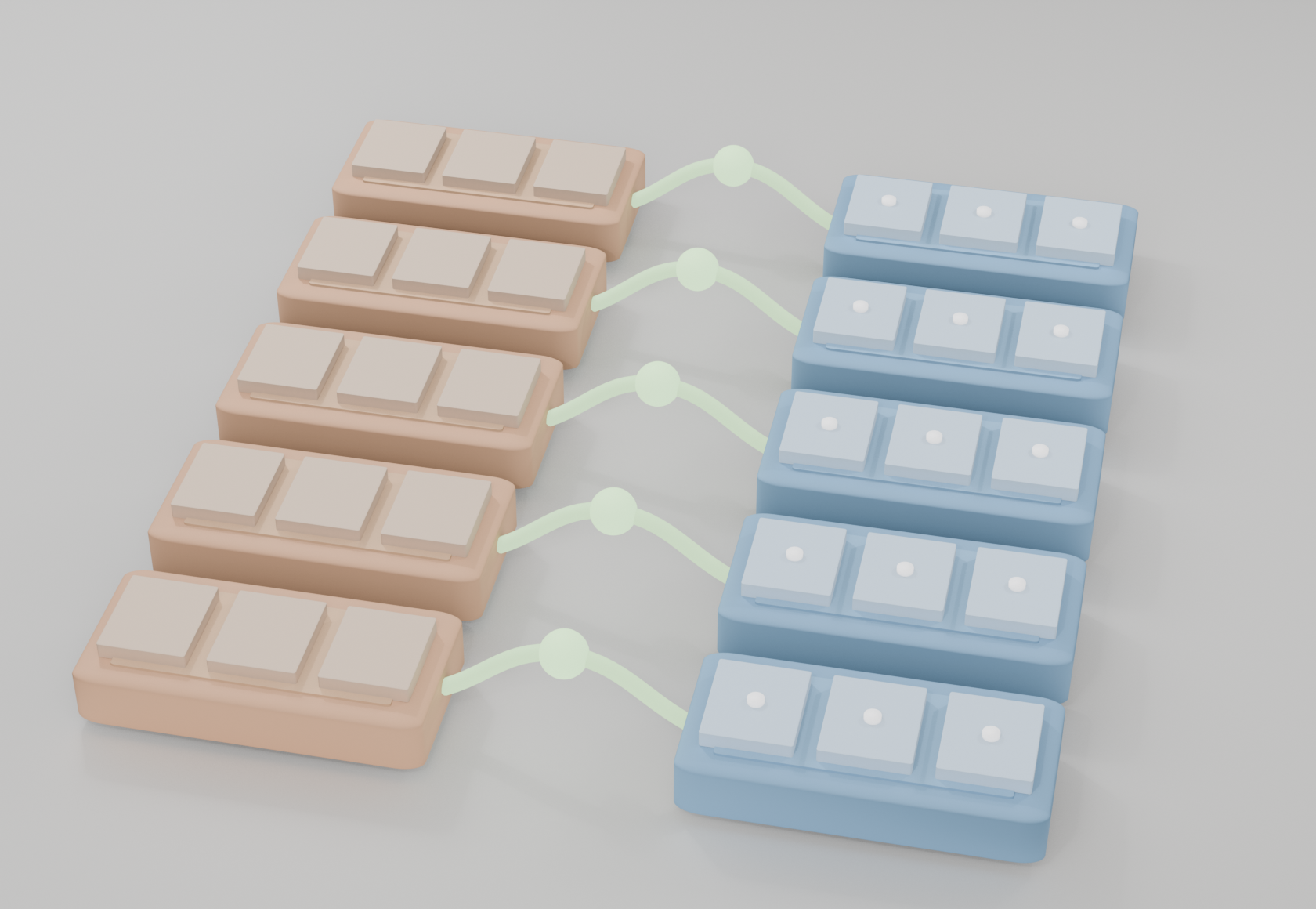 3D ledger of the five CSIS memory tiers, each with a candidate side and a live side